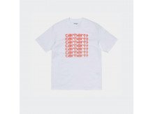Футболка Carhartt WIP S/S Fading Script T-Shirt WHITE / POP CORAL