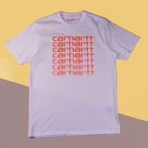 Футболка Carhartt WIP S/S Fading Script T-Shirt WHITE / POP CORAL