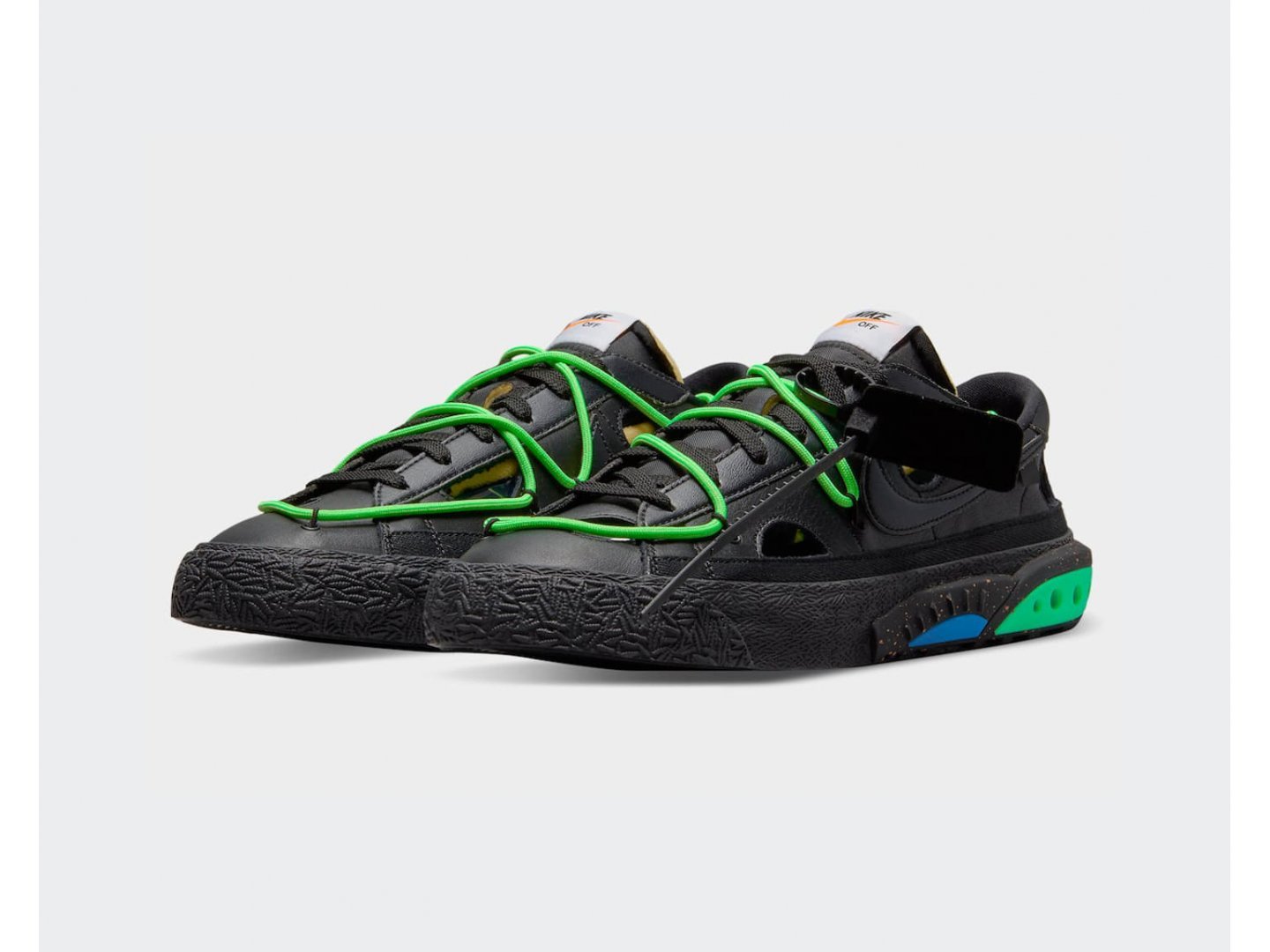 Кроссовки Nike Blazer Low Off-White / black, electro green