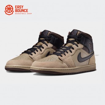 Кроссовки Air Jordan 1 Mid / khaki, black, baroque brown