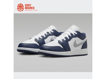 Кроссовки Air Jordan 1 Low grade school / midnight navy, wolf grey