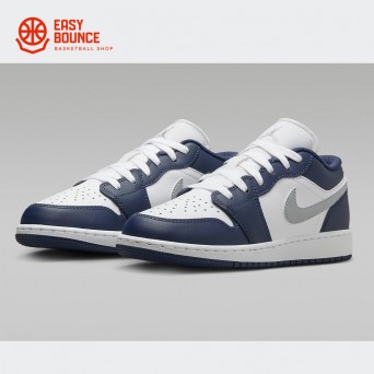 Кроссовки Air Jordan 1 Low grade school / midnight navy, wolf grey